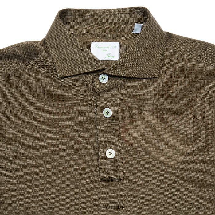 Finamore Orlando Cotton Polo Shirt in Khaki