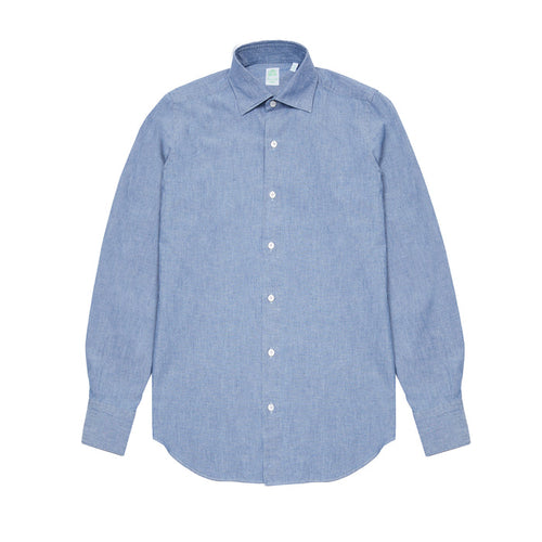 Finamore Tokyo Luigi Cotton Shirt in Light Denim
