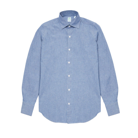 Finamore Tokyo Luigi Cotton Shirt in Light Denim