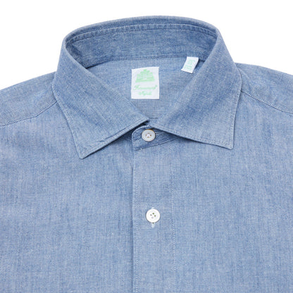 Finamore Tokyo Luigi Cotton Shirt in Light Denim