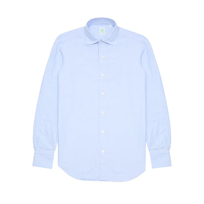 Finamore Tokyo Luigi Cotton Shirt in Blue. A Classic blue Oxford shirt, but with a spread collar.