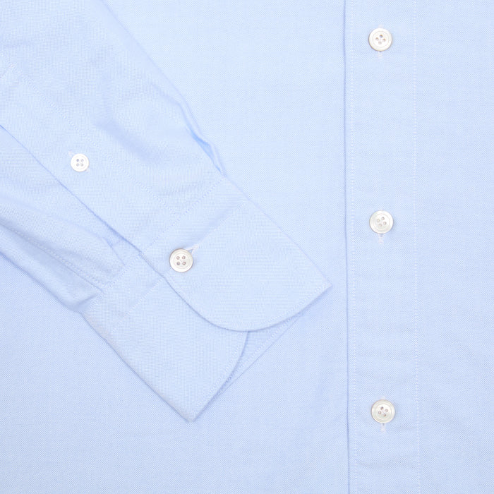 Finamore Tokyo Luigi Cotton Shirt in Blue. A Classic blue Oxford shirt, but with a spread collar.