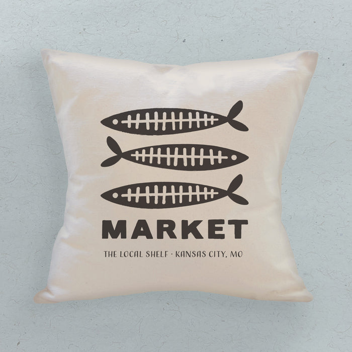 Fish Bone Market - Custom Square Canvas Pillow