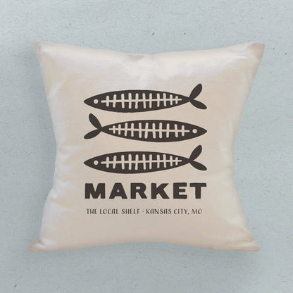 Fish Bone Market - Custom Square Canvas Pillow
