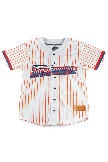 [ Flipturn X Jacksonville Jumbo Shrimp ] Pinstripe White Jersey