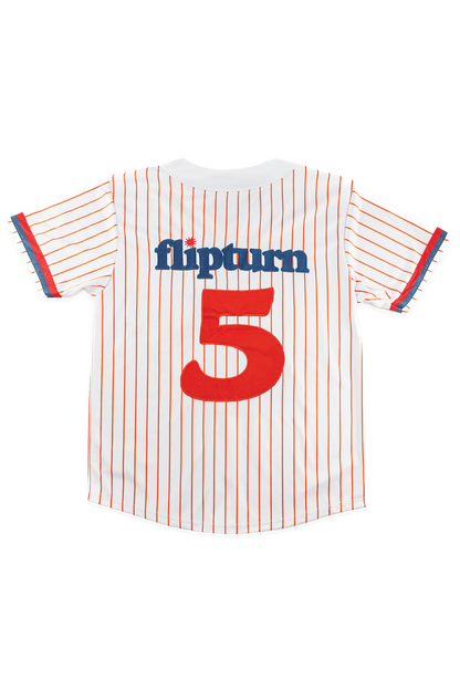 [ Flipturn X Jacksonville Jumbo Shrimp ] Pinstripe White Jersey