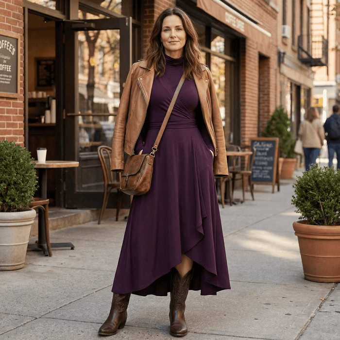 Florenne™ – Asymmetrical Draped High Neck Maxi Dress - Lark & Clover