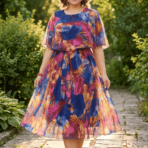 Floressa – Flowy Lined Chiffon Midi Dress