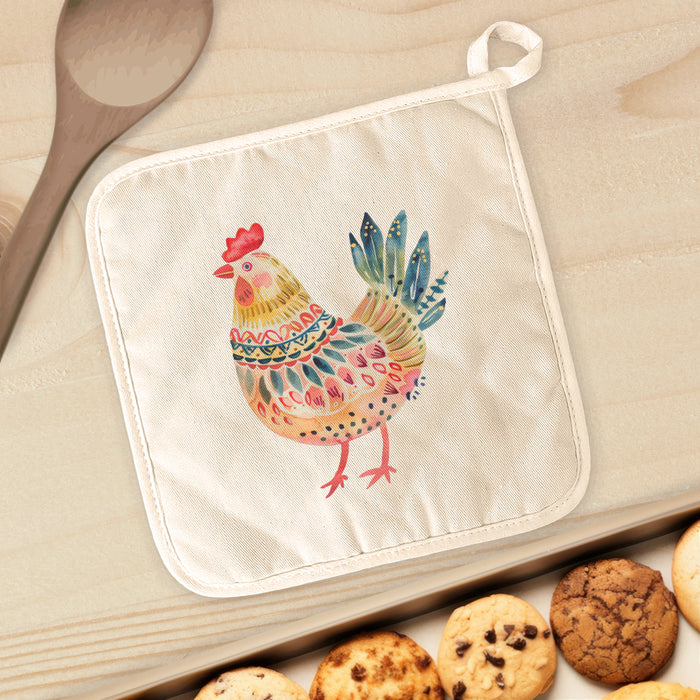 Folk-Art Chicken - Spring Cotton Pot Holder