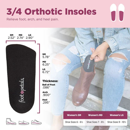 Foot Petals Plantar Fasciitis 3/4 Orthotic Insole, 75072