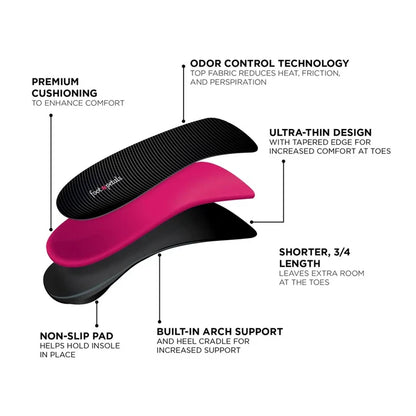 Foot Petals Plantar Fasciitis 3/4 Orthotic Insole, 75072