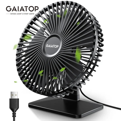 GAIATOP USB Desk Fan – Ultra Quiet, 4 Speeds, Adjustable Cooling