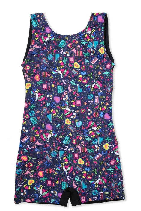 Girl Power Sport Biketard, Flamingo Jam LE103B