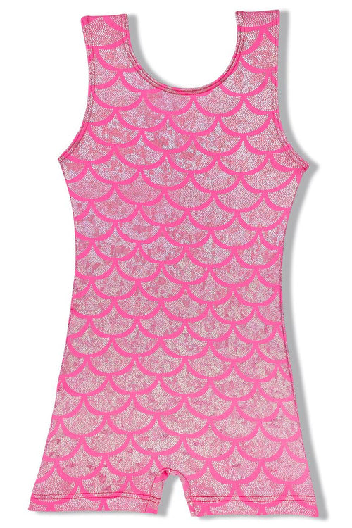 Girl Power Sport Biketard, Pink Mermaid LE103