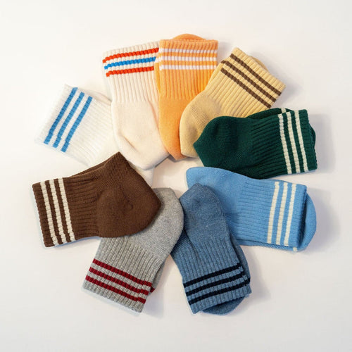 Le Bon Shoppe Girlfriend Striped Socks in Rainbow Color Wheel