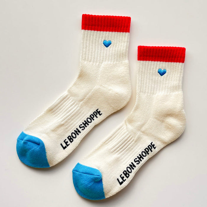 Color Block in Blue & Red with Embroidered Heart