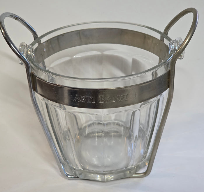 Glass ice tub in silver stand