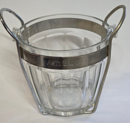 Glass ice tub in silver stand