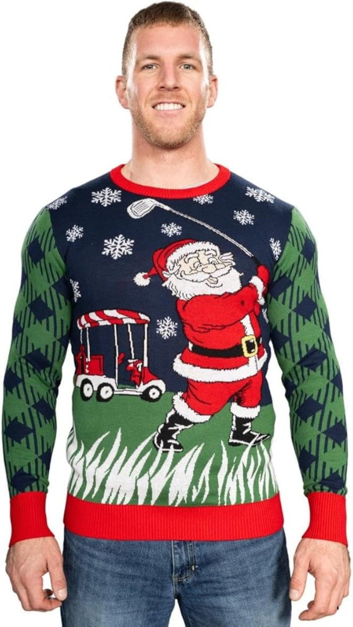 Golfing Santa Claus Adult Unisex Ugly Christmas Sweater - TVStoreOnline