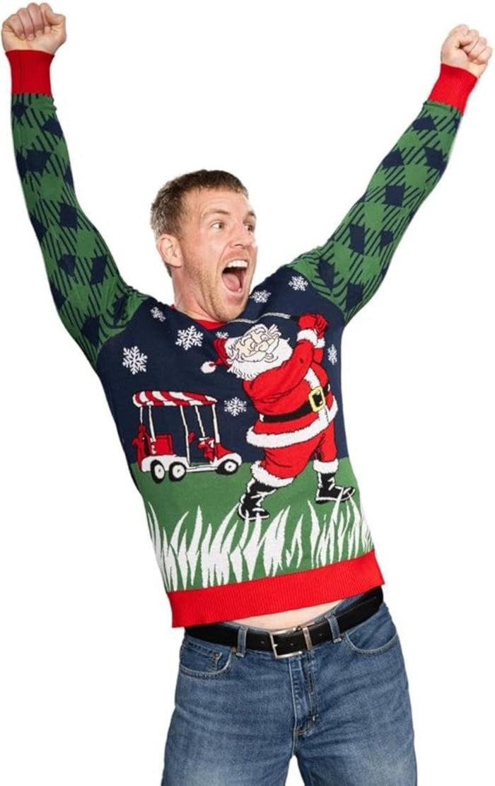 Golfing Santa Claus Adult Unisex Ugly Christmas Sweater - TVStoreOnline