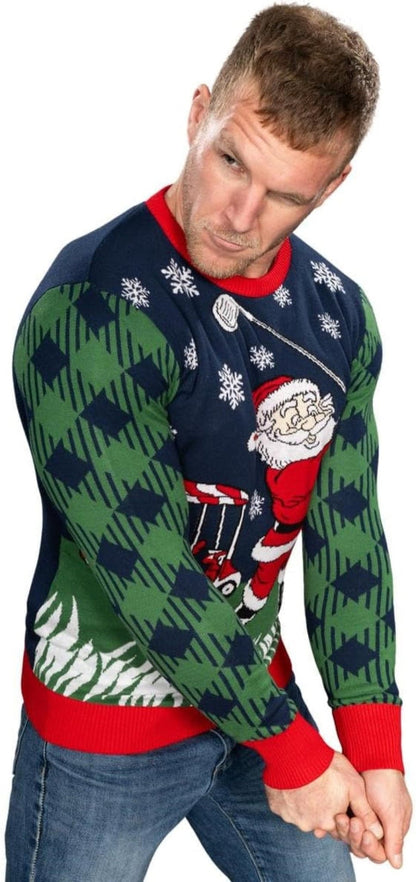 Golfing Santa Claus Adult Unisex Ugly Christmas Sweater - TVStoreOnline