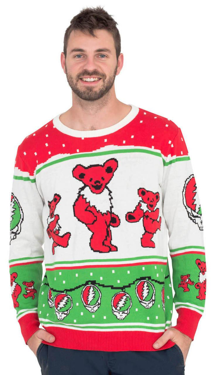Grateful Dead Bears and Ornaments Christmas Sweater-tvso