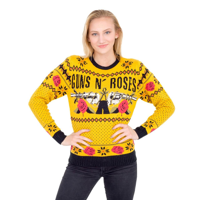 Guns N' Roses Hard Rock Band Text and Logo Ugly Christmas Xmas Sweater-tvso