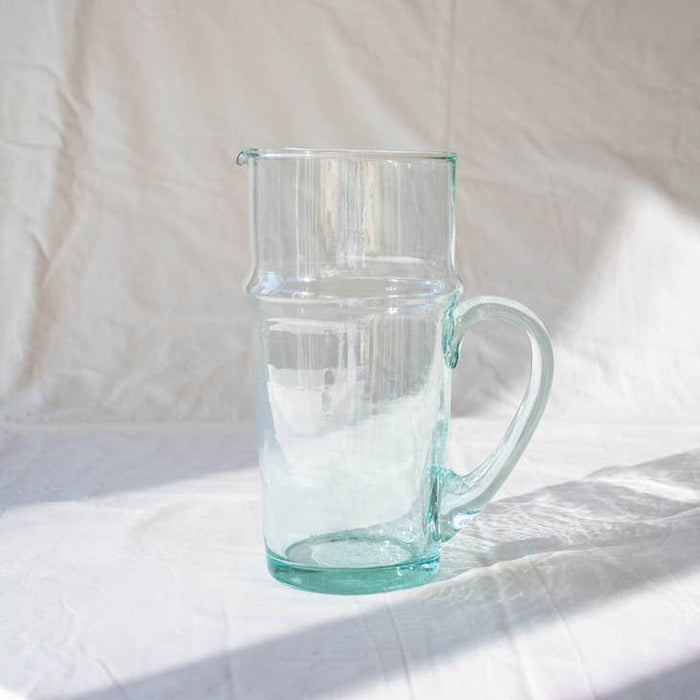Hand Blown Moroccan Glass Beldi Pitcher