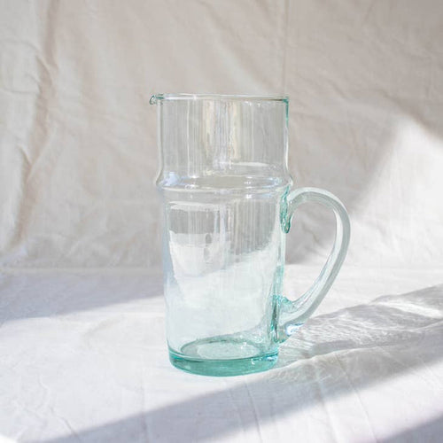Hand Blown Moroccan Glass Beldi Pitcher