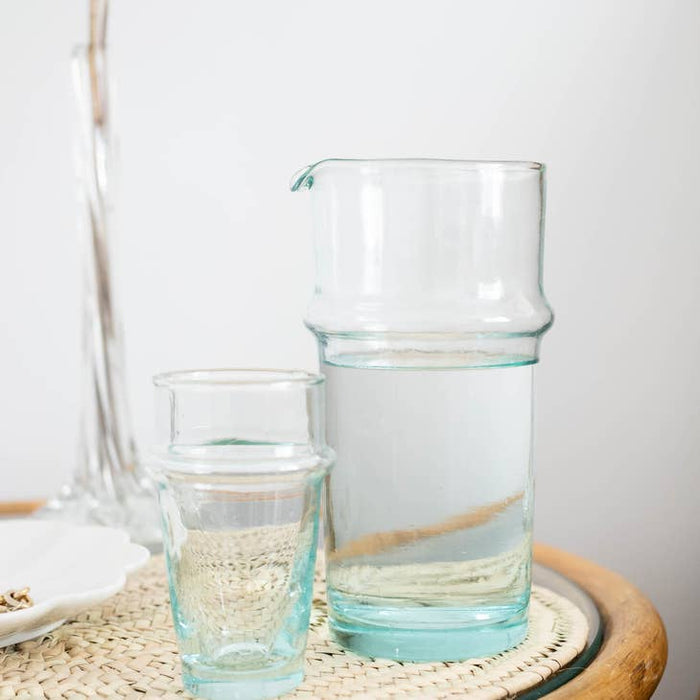 Hand Blown Moroccan Glass Beldi Pitcher