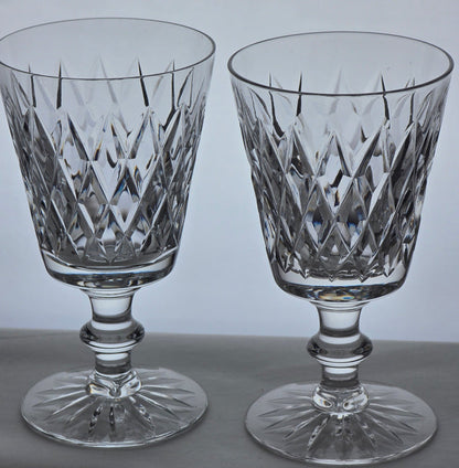 Hand cut clear glass goblet Seneca Pair