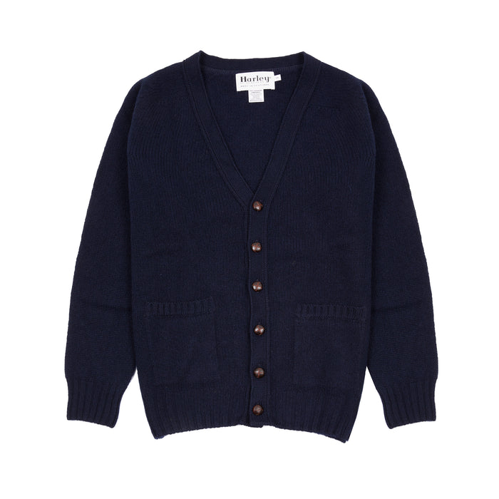 Classic medium-weight cardigan in beautiful soft 100% lambswool spun by Todd & Duncan in Fife and knitted in Peterhead, Scotland.  Made in Scotland.
