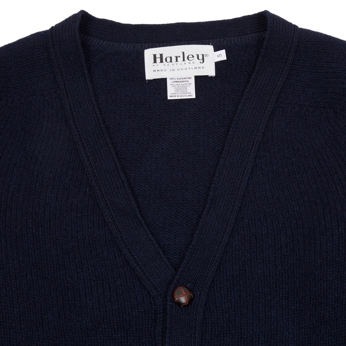 Classic medium-weight cardigan in beautiful soft 100% lambswool spun by Todd & Duncan in Fife and knitted in Peterhead, Scotland.  Made in Scotland.