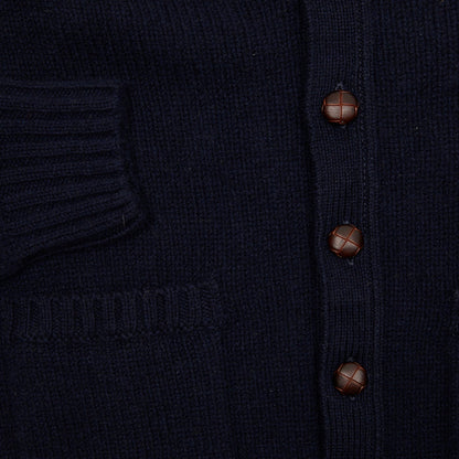 Classic medium-weight cardigan in beautiful soft 100% lambswool spun by Todd & Duncan in Fife and knitted in Peterhead, Scotland.  Made in Scotland.