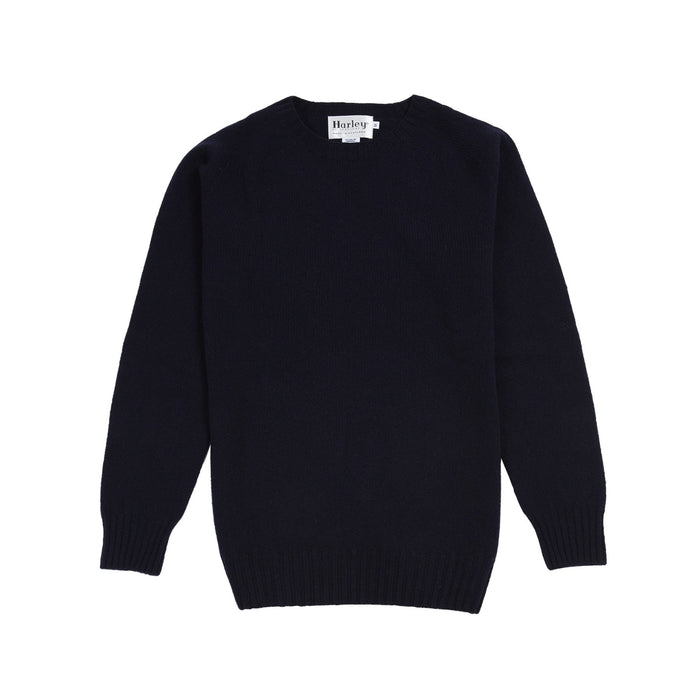 Harley Crew-Neck Geelong Lambswool Jumper in Nero Navy