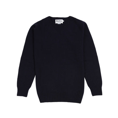 Harley Crew-Neck Geelong Lambswool Jumper in Nero Navy