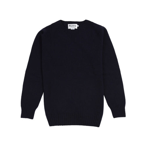 Harley Crew-Neck Geelong Lambswool Jumper in Nero Navy