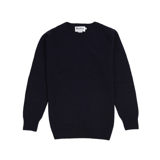 Harley Crew-Neck Geelong Lambswool Jumper in Nero Navy
