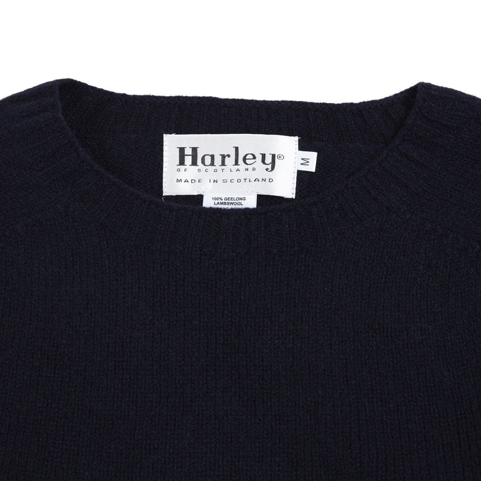 Harley Crew-Neck Geelong Lambswool Jumper in Nero Navy
