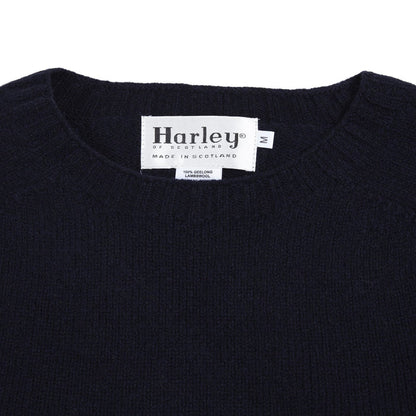 Harley Crew-Neck Geelong Lambswool Jumper in Nero Navy