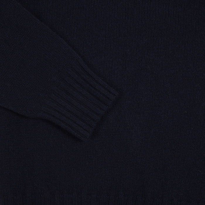 Harley Crew-Neck Geelong Lambswool Jumper in Nero Navy