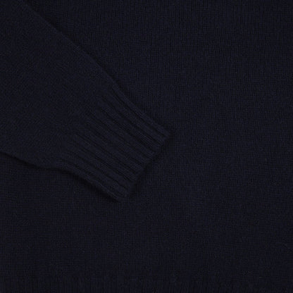 Harley Crew-Neck Geelong Lambswool Jumper in Nero Navy