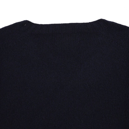 Harley Crew-Neck Geelong Lambswool Jumper in Nero Navy