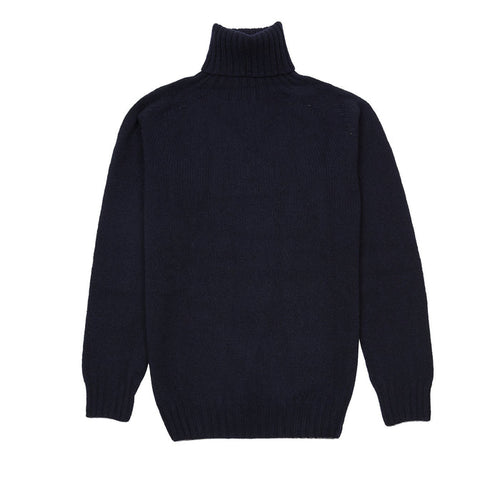 Harley Roll-Neck Geelong Lambswool Jumper in Navy