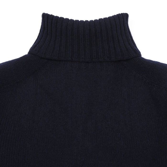 Harley Roll-Neck Geelong Lambswool Jumper in Navy
