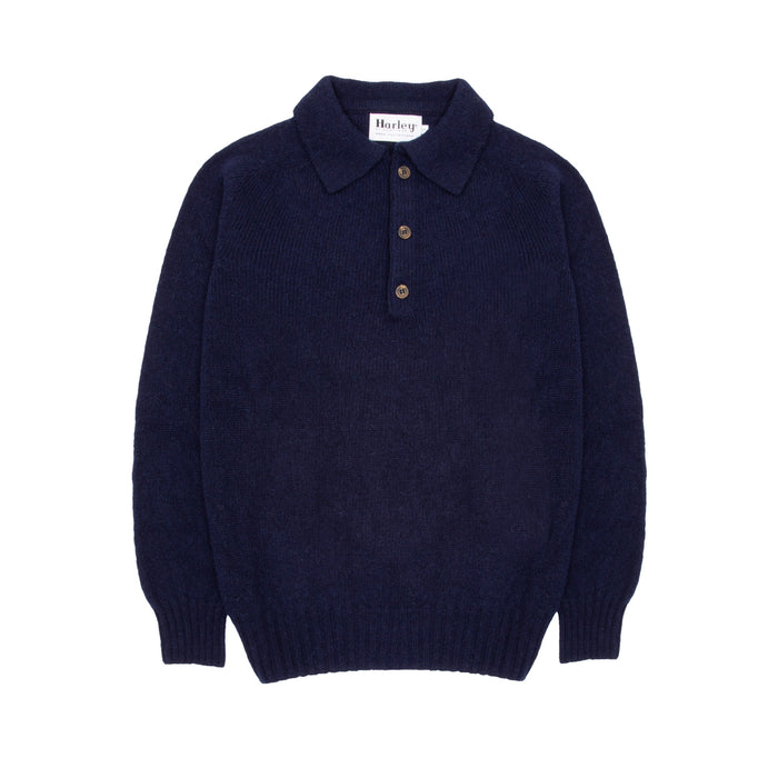 Harley Supersoft Knit Polo Jumper in Navy