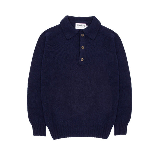Harley Supersoft Knit Polo Jumper in Navy