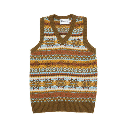 Harley V-neck Fair Isle Slipover in Moorland