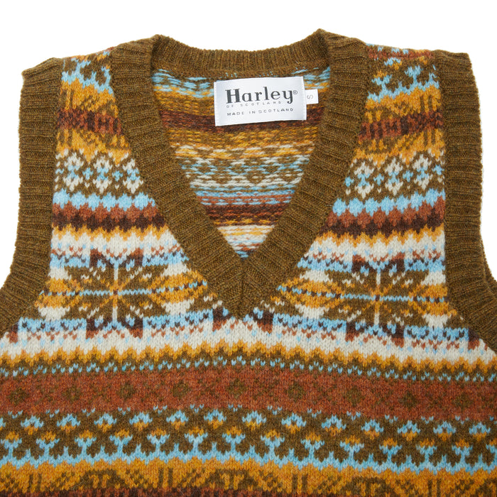 Harley V-neck Fair Isle Slipover in Moorland