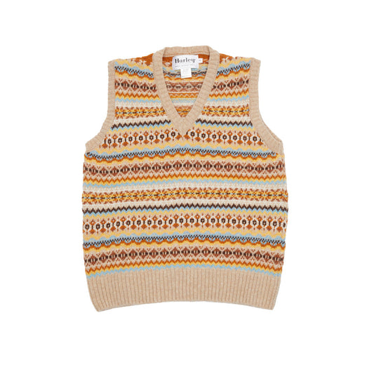 Harley Womens V-neck Fair Isle Slipover in Cameo